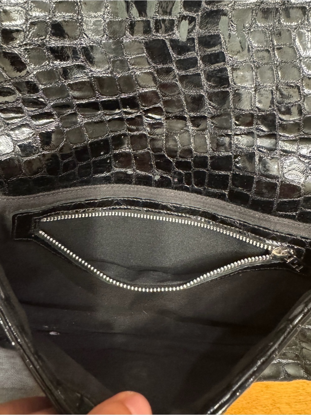Vintage Fendi Black Crocodile Baguette Shoulder Bag with Silver Buckle - Picture 11 of 13